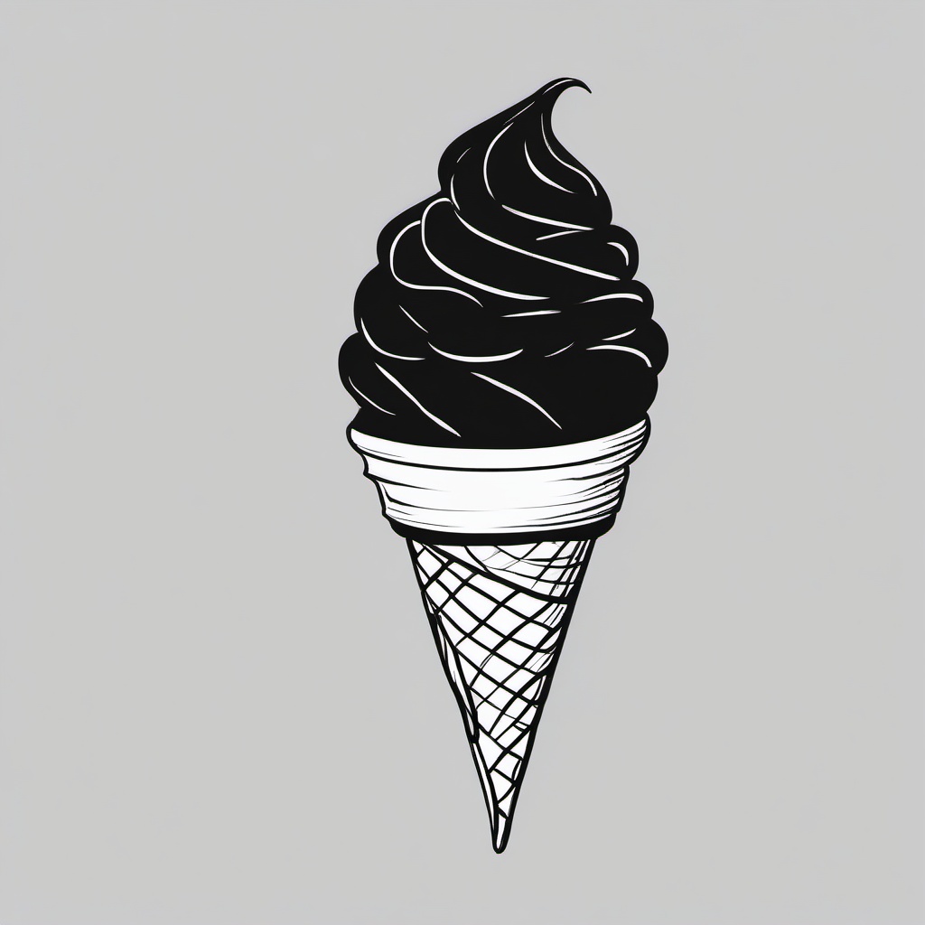 drawing of an ice cream cone  minimal rough sketch scribbles,doodles,black and white