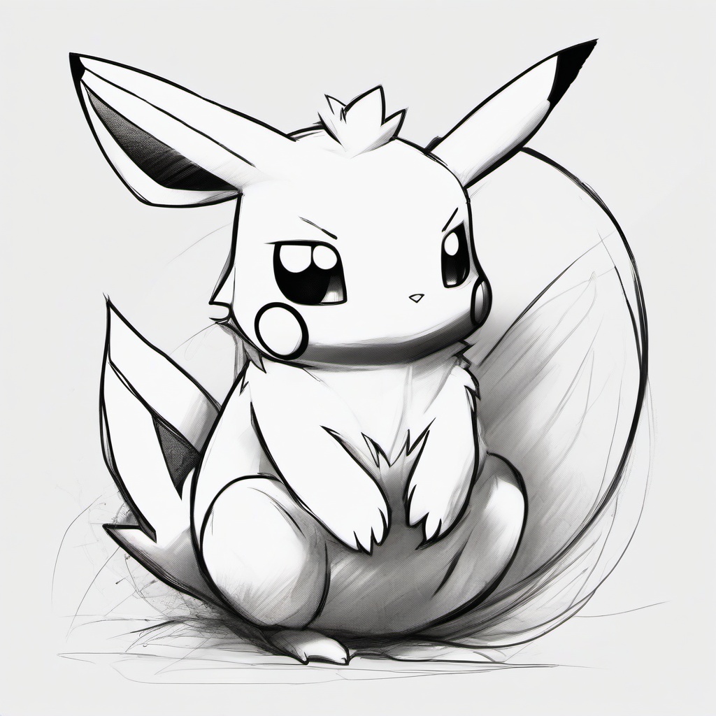 sketch drawing of pokemon  minimal rough sketch scribbles,doodles,black and white