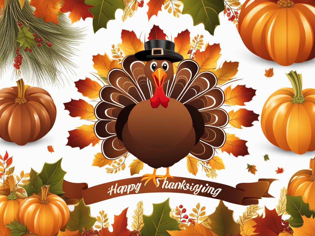 happy thanksgiving clipart - a festive thanksgiving turkey with all the trimmings 