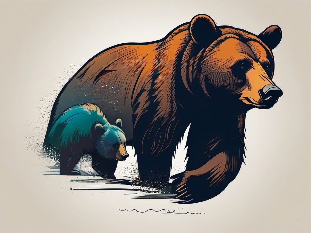 bear and cub tattoo  simple vector color tattoo