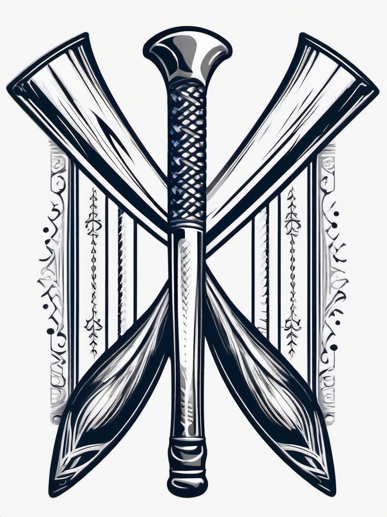 Tattoo Baseball Bat-Creative and sporty tattoo design featuring a baseball bat as the central motif.  simple color tattoo,white background