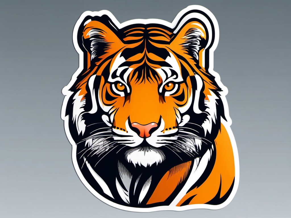 Siberian Tiger Sticker - A fierce Siberian tiger with bold stripes, ,vector color sticker art,minimal