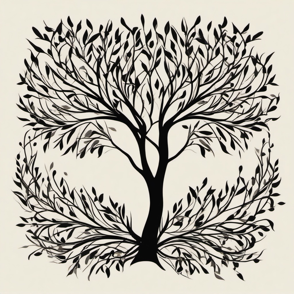 willow tree leaf tattoo  simple vector color tattoo