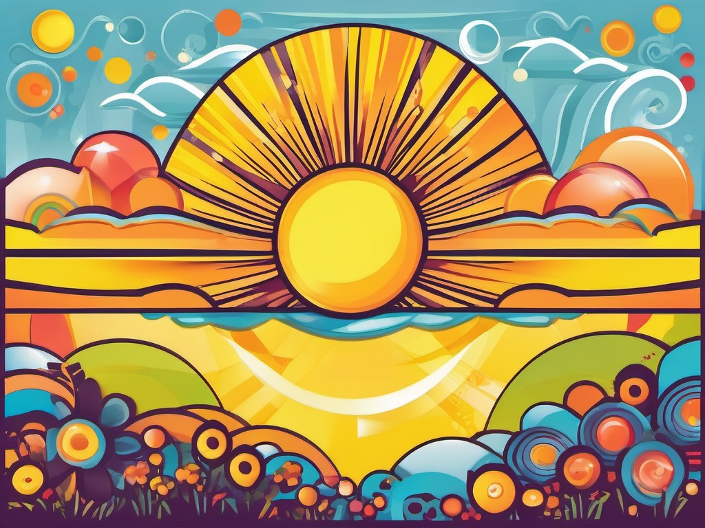 Sunshine Clipart,Creating a bright and cheerful poster  simple, 2d flat