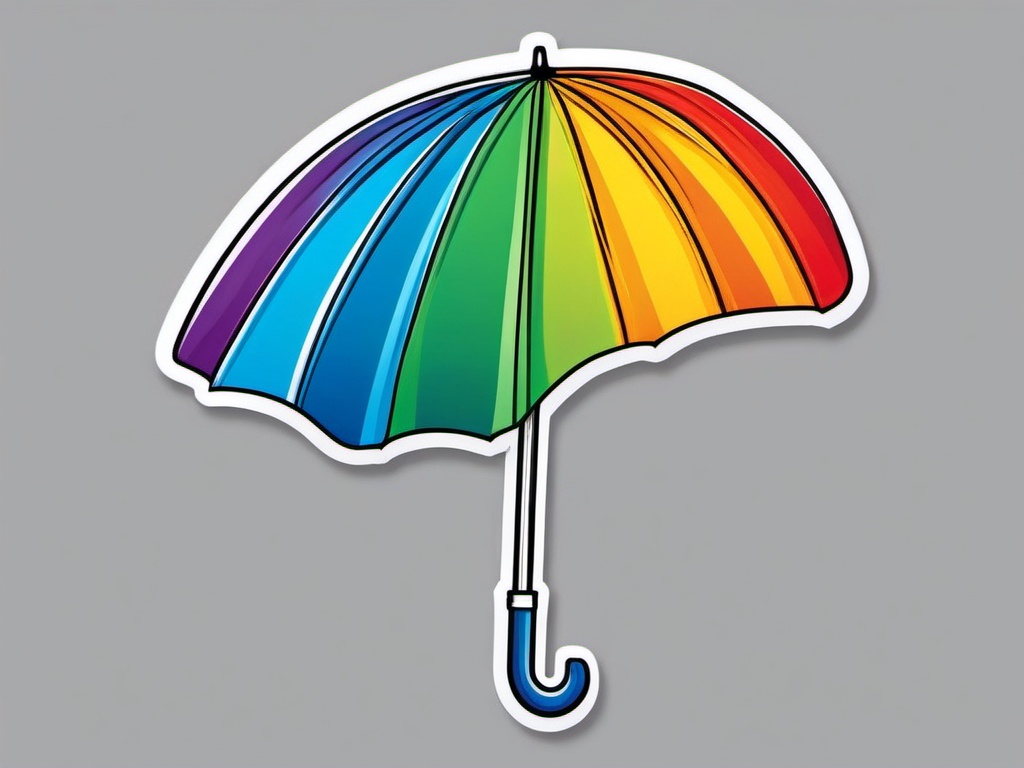 Rainbow umbrella sticker- Colorful protection, , sticker vector art, minimalist design