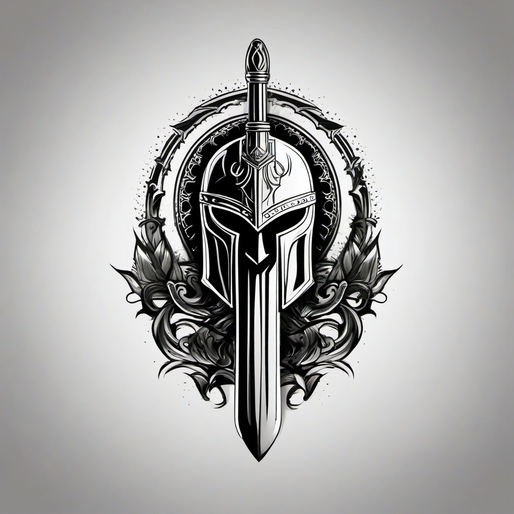 spartan sword tattoo  simple vector color tattoo