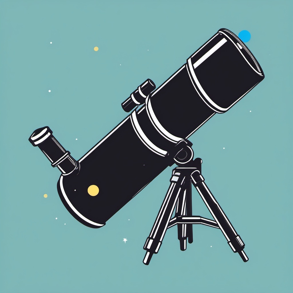 Telescope clipart - Optical instrument for observing distant objects in space, ,vector color clipart,minimal