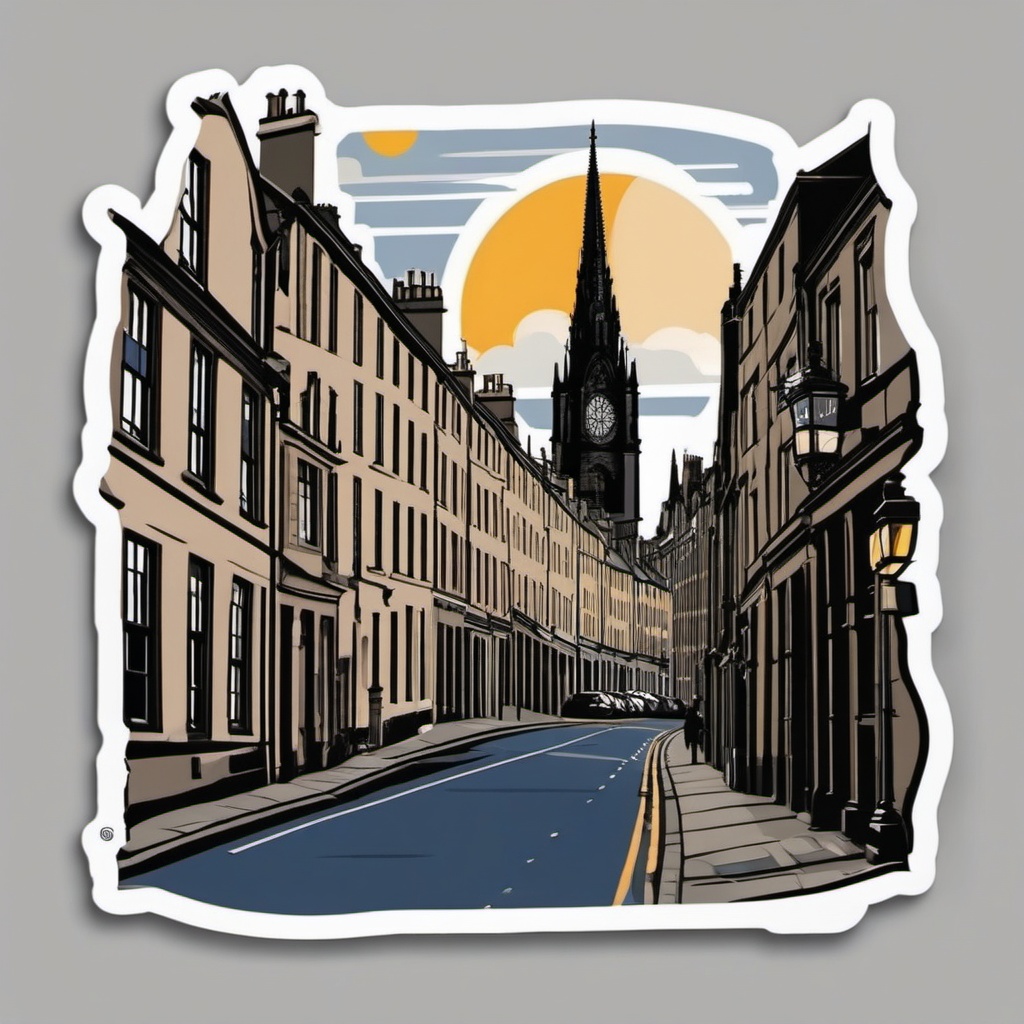 Edinburgh Royal Mile sticker- Historic street in the heart of Edinburgh's Old Town, , sticker vector art, minimalist design