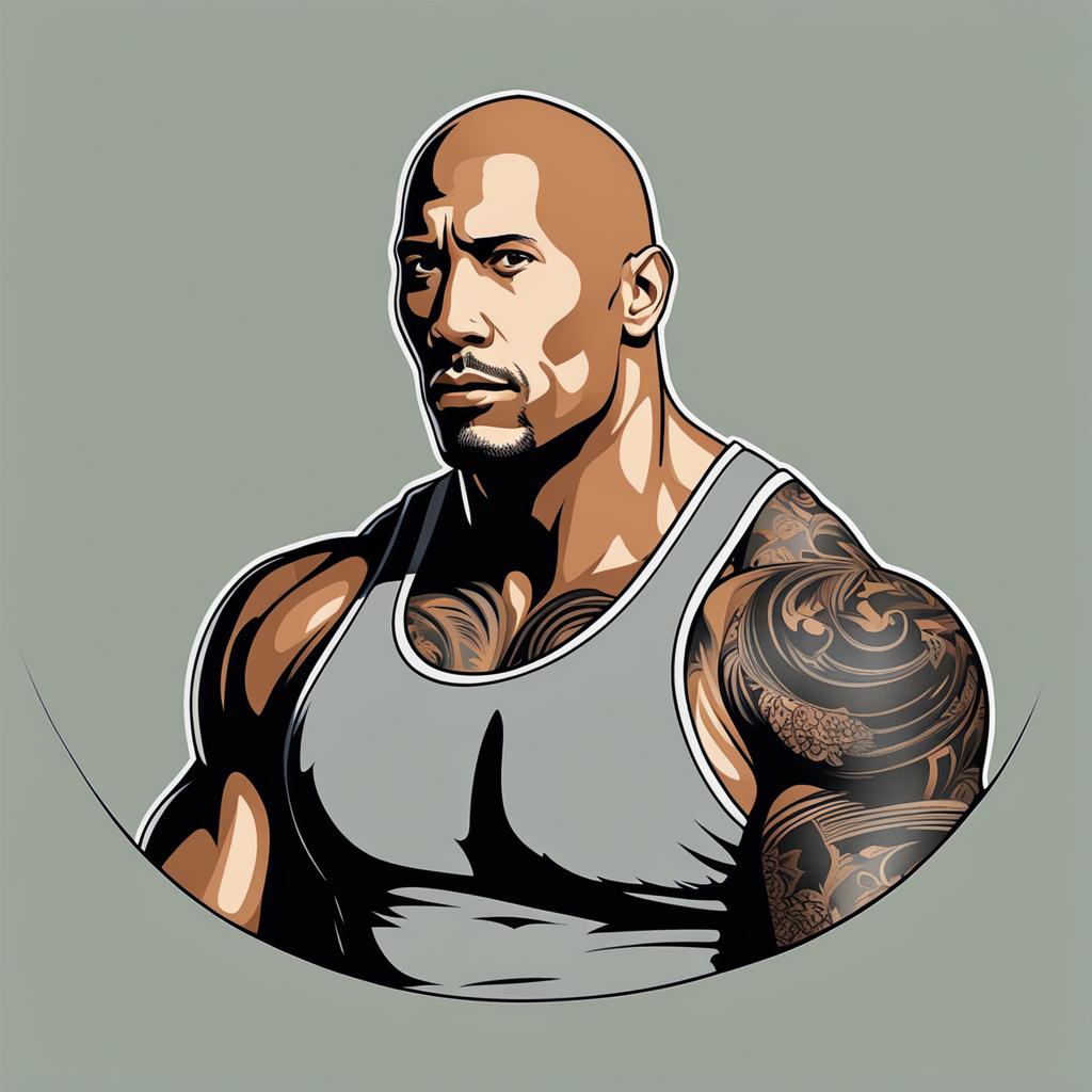 the rock tattoo minimalist color design 