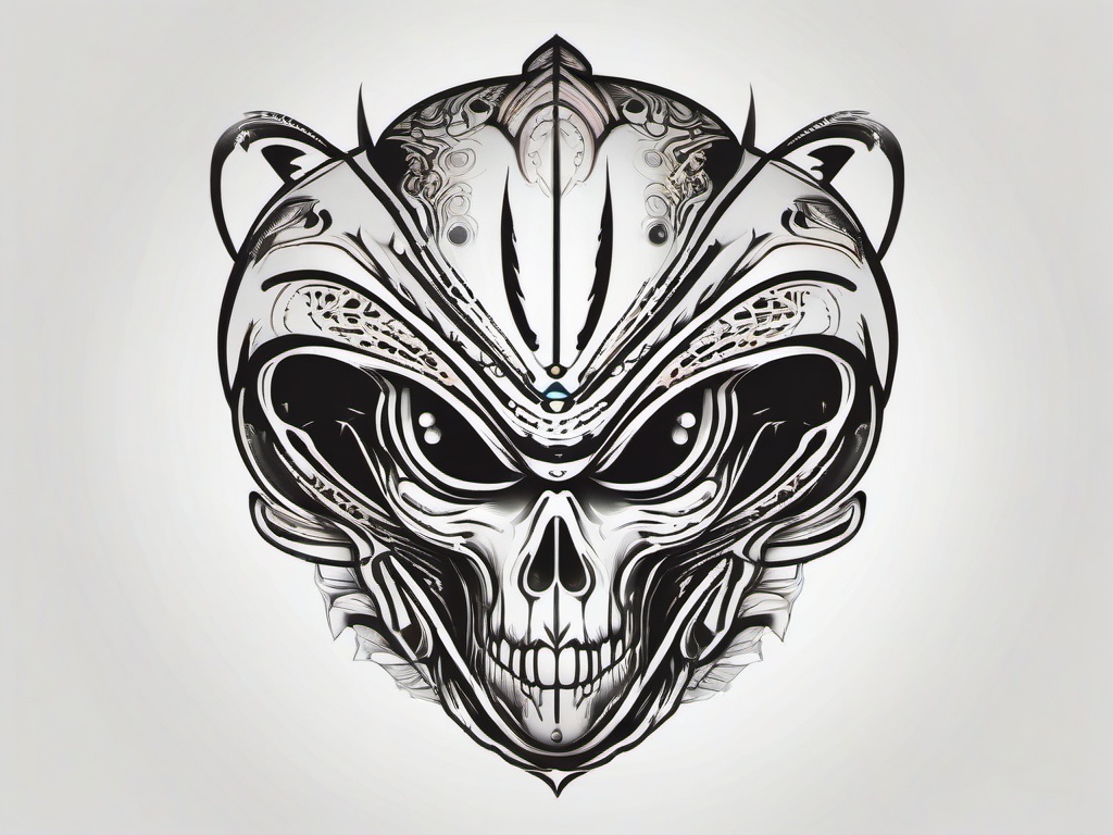 Alien Tattoo Designs - Unique designs reflecting individuality and cosmic fascination.  simple color tattoo,vector style,white background