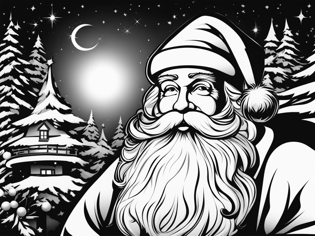 santa clipart black and white 