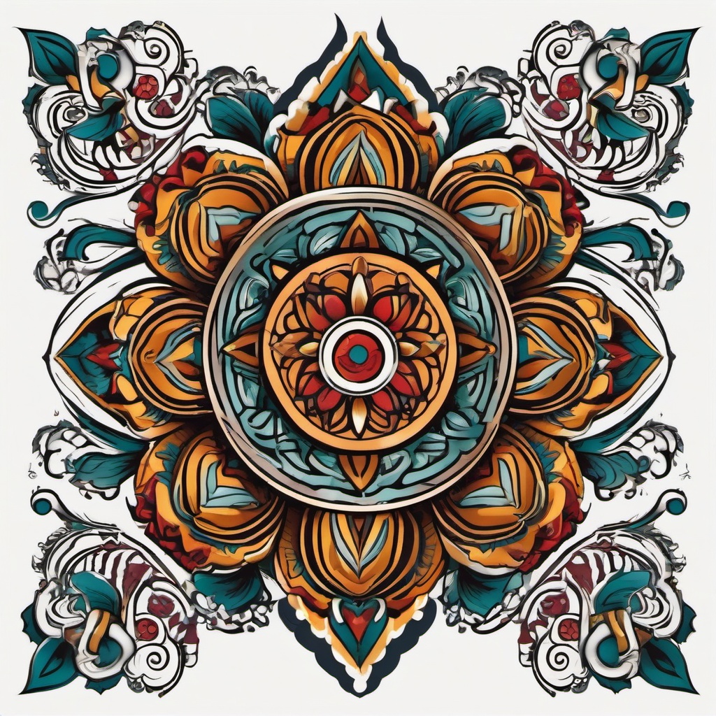 aztec flower tattoo  simple vector color tattoo