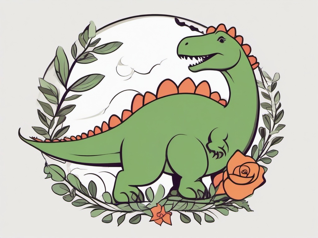 Dinosaur Mom Tattoo - Celebrate motherhood with a charming and endearing dinosaur mom-themed tattoo.  simple vector color tattoo,minimal,white background