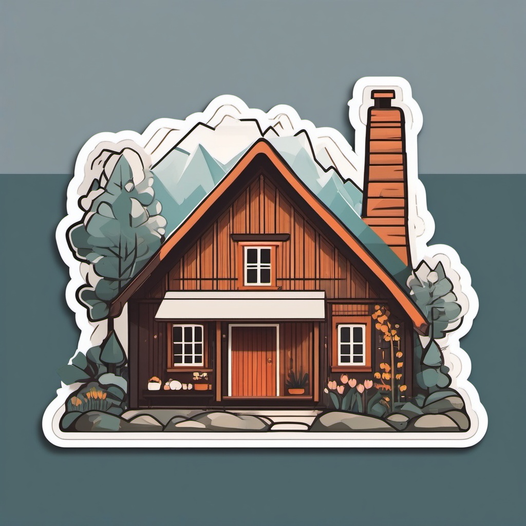 Scandinavian Cottage Sticker - Convey the cozy and minimalist vibes of a Scandinavian cottage with this charming sticker, , sticker vector art, minimalist design