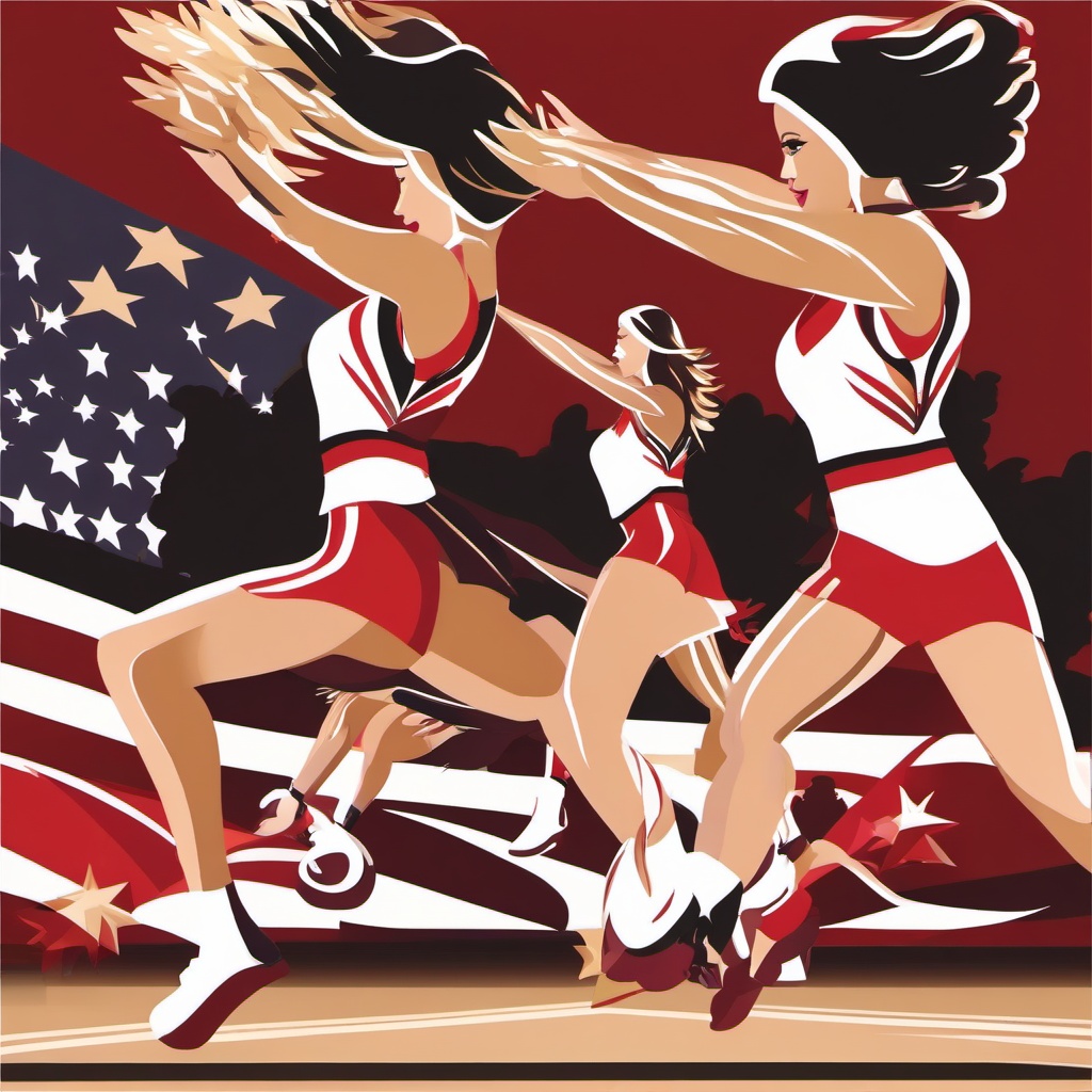 Cheer clipart - cheerleaders performing a routine  