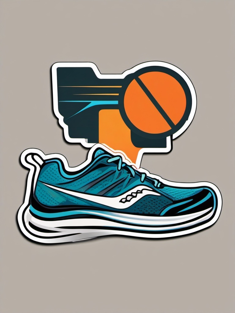 Running Shoe Sticker - Active footwear, ,vector color sticker art,minimal