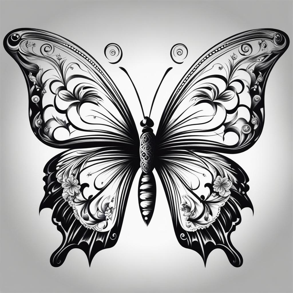 butterfly tattoo designs black and white design 