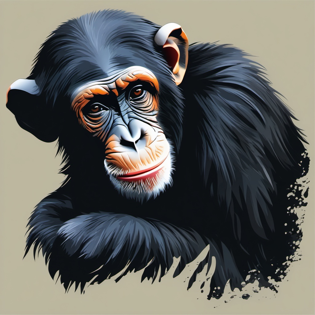 Chimpanzee clipart - Close relative of humans in the wild, ,vector color clipart,minimal