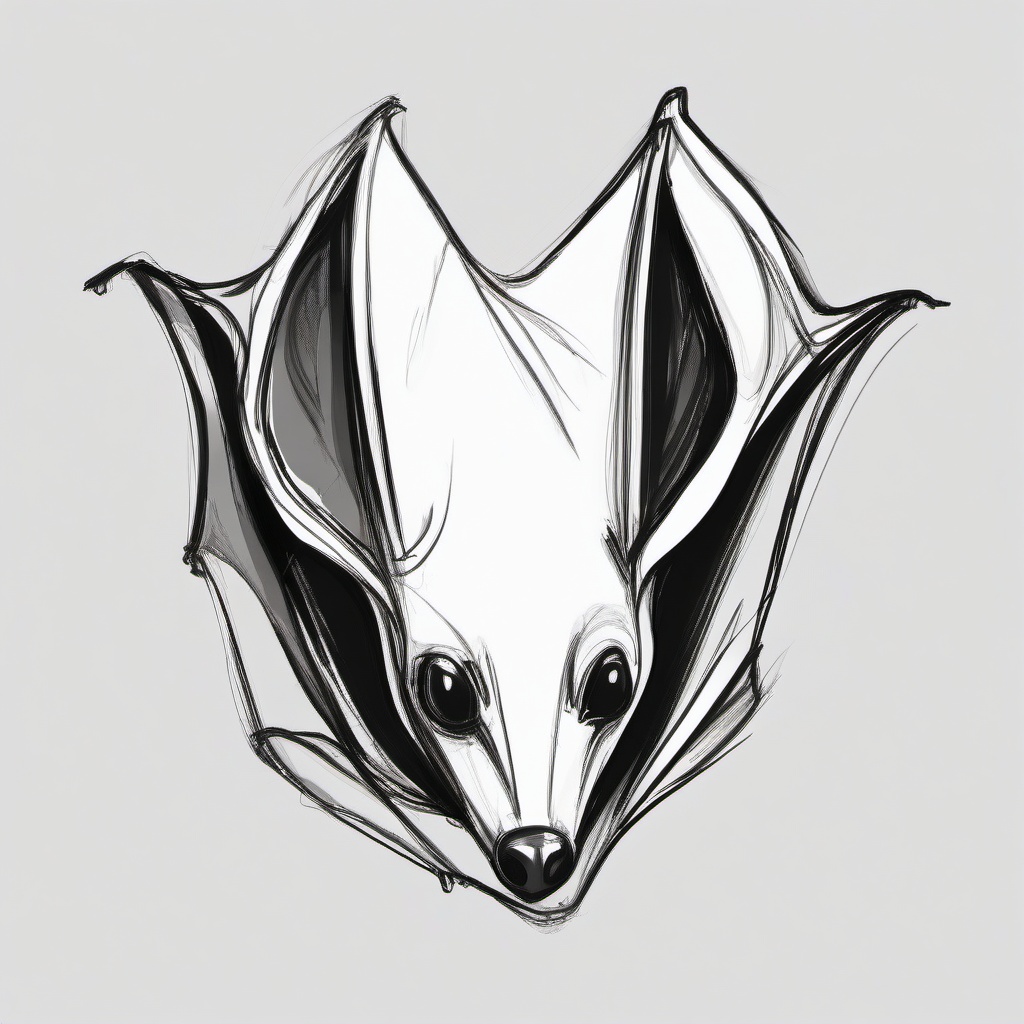 drawing of a fruit bat  minimal rough sketch scribbles,doodles,black and white