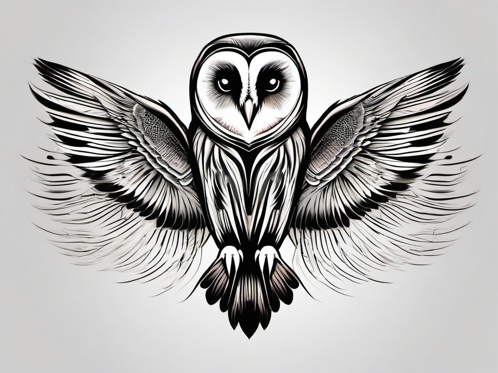 Barn Owl Tattoo Ideas - Explore creative ideas for showcasing the beauty of a barn owl in a tattoo.  simple color tattoo,vector style,white background