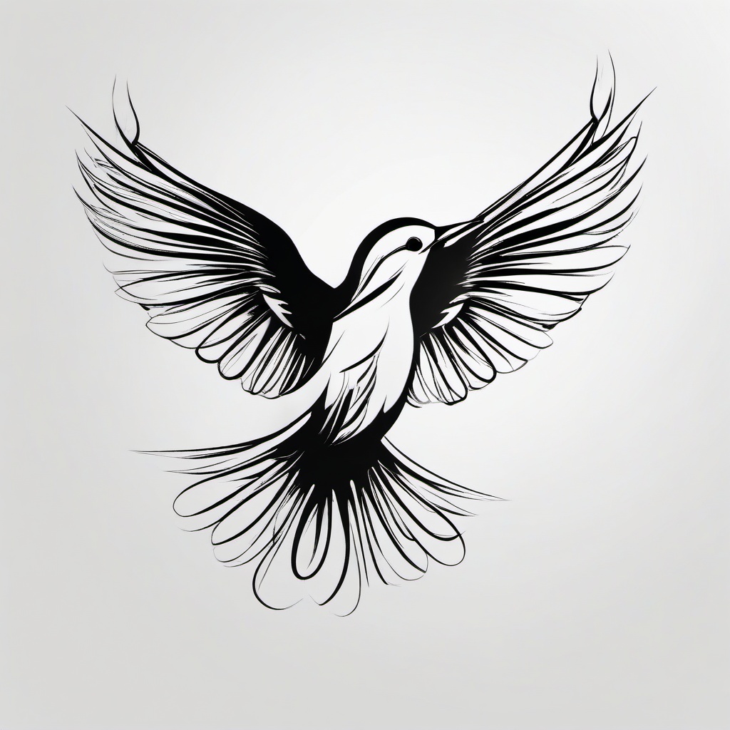 Bird Flight Tattoo - Bird in flight tattoo  minimalist tattoo design, white background