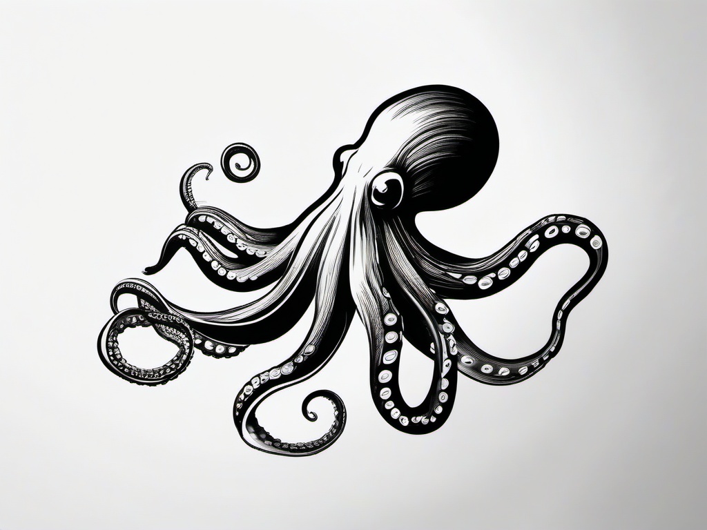 simple drawing of octopus  minimal rough sketch scribbles,doodles,black and white