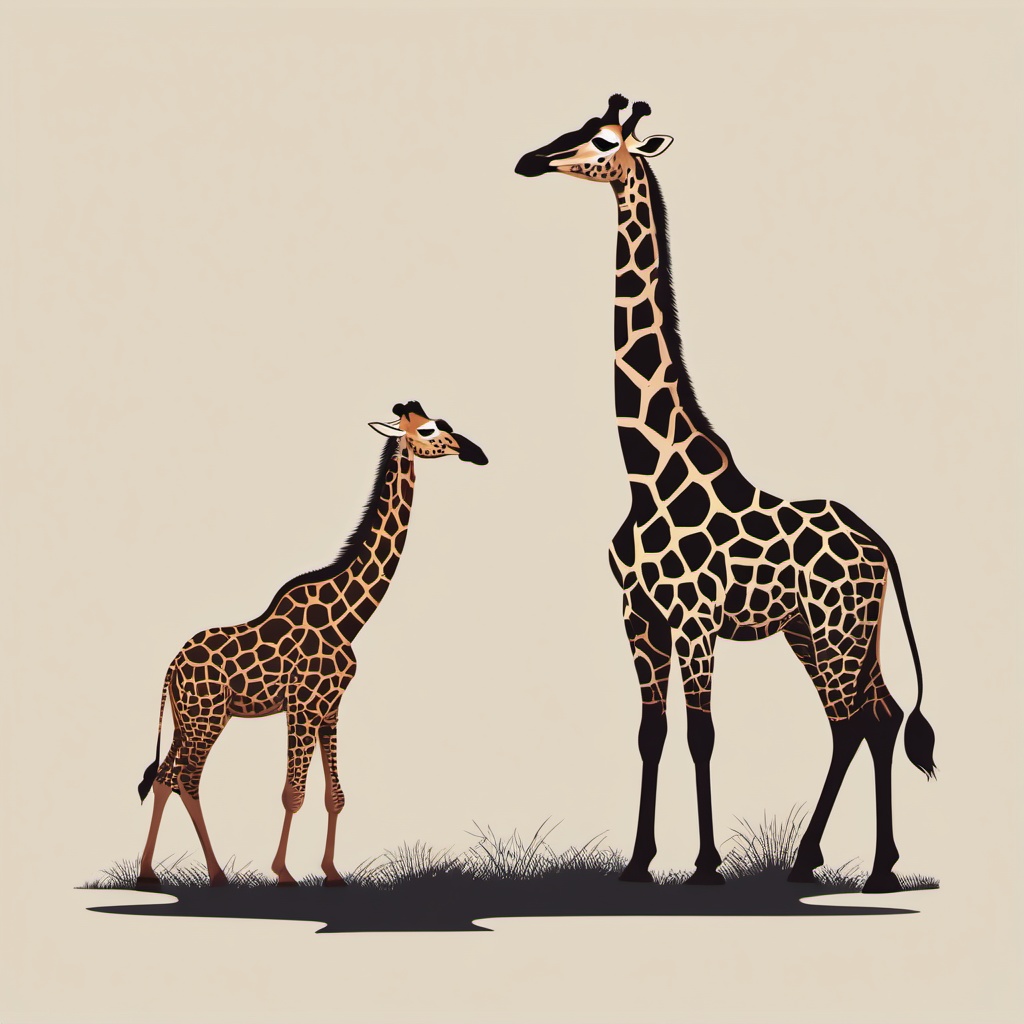 Giraffe clipart - Tallest land animal with a long neck and spotted coat, ,vector color clipart,minimal