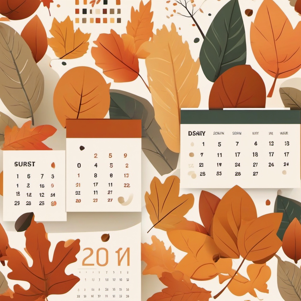 Calendar clipart - calendar with an autumn theme  color,minimalist,vector clipart