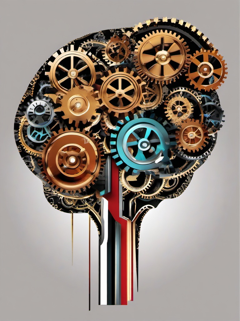 Brain clipart - brain with gears symbolizing thinking  