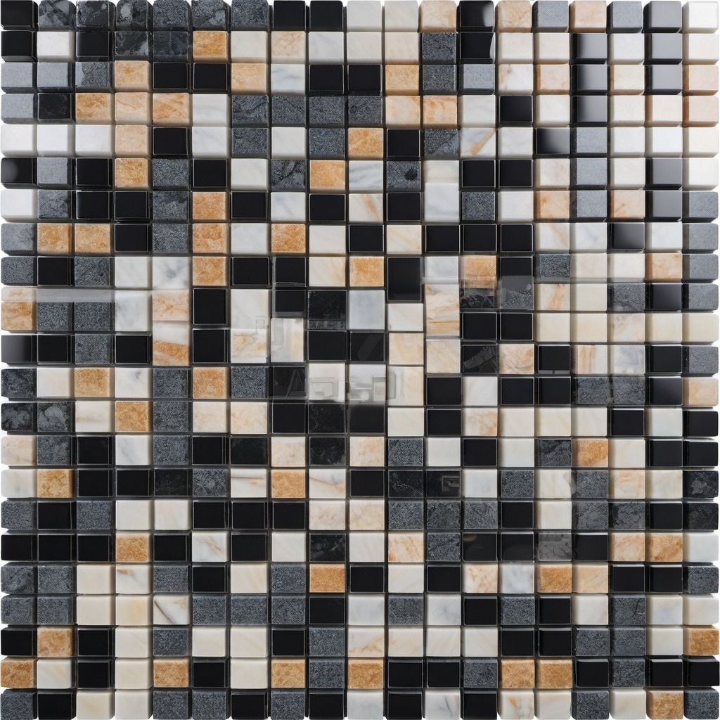 Granite and marble mosaic tile layout top view, product photoshoot realistic background, hyper detail, high resolution