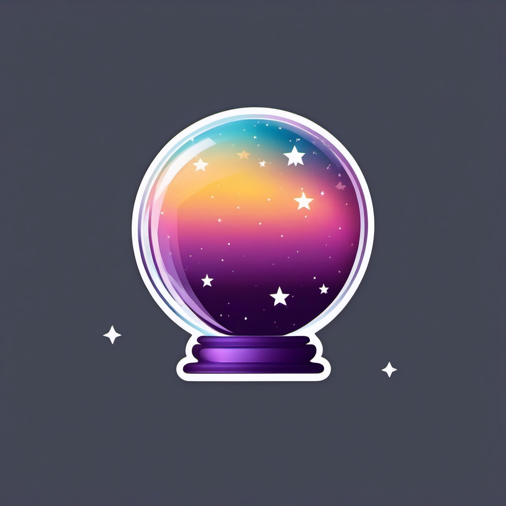 Crystal Ball with Stars Emoji Sticker - Mystical insight, , sticker vector art, minimalist design