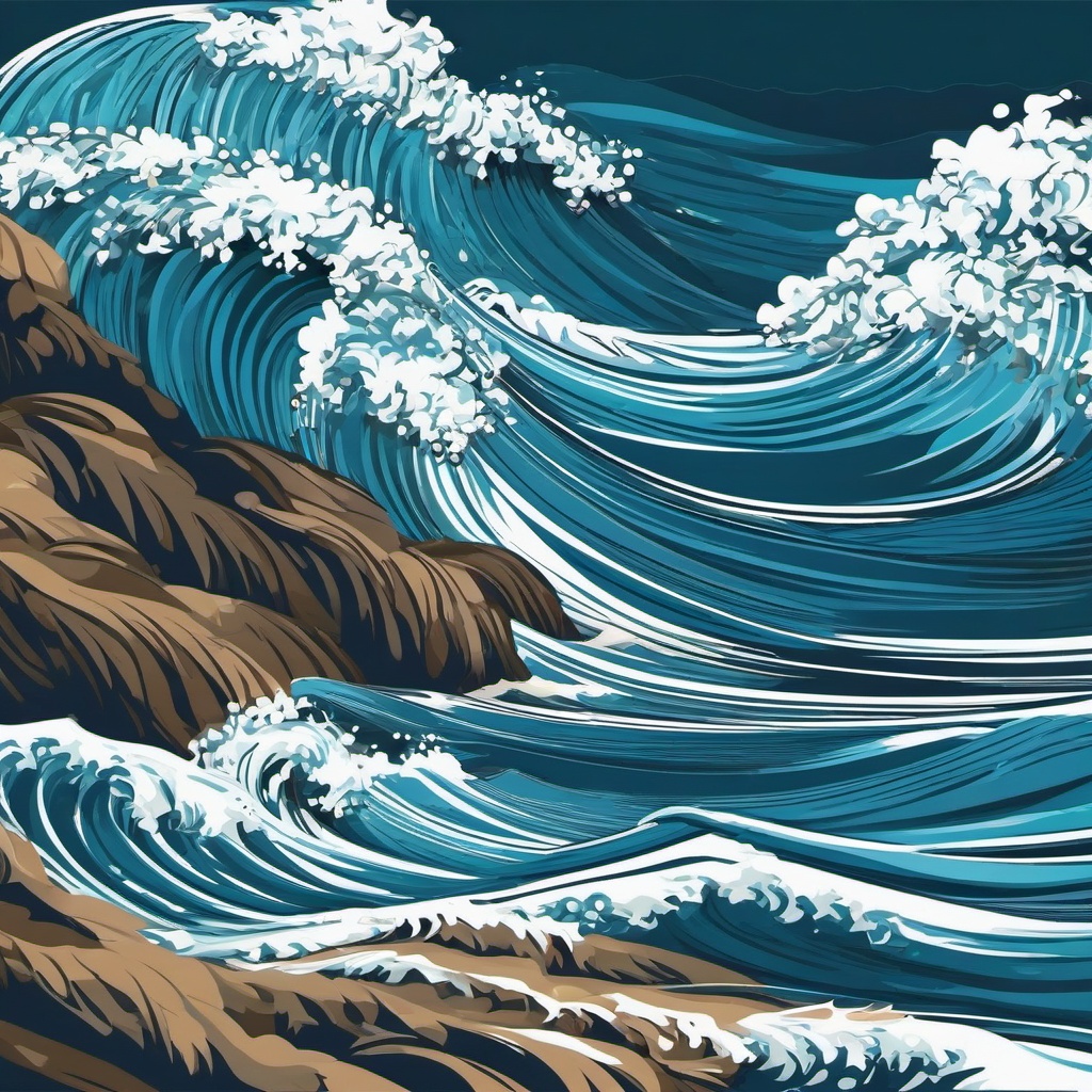 Wave clipart - ocean waves crashing against the shore  