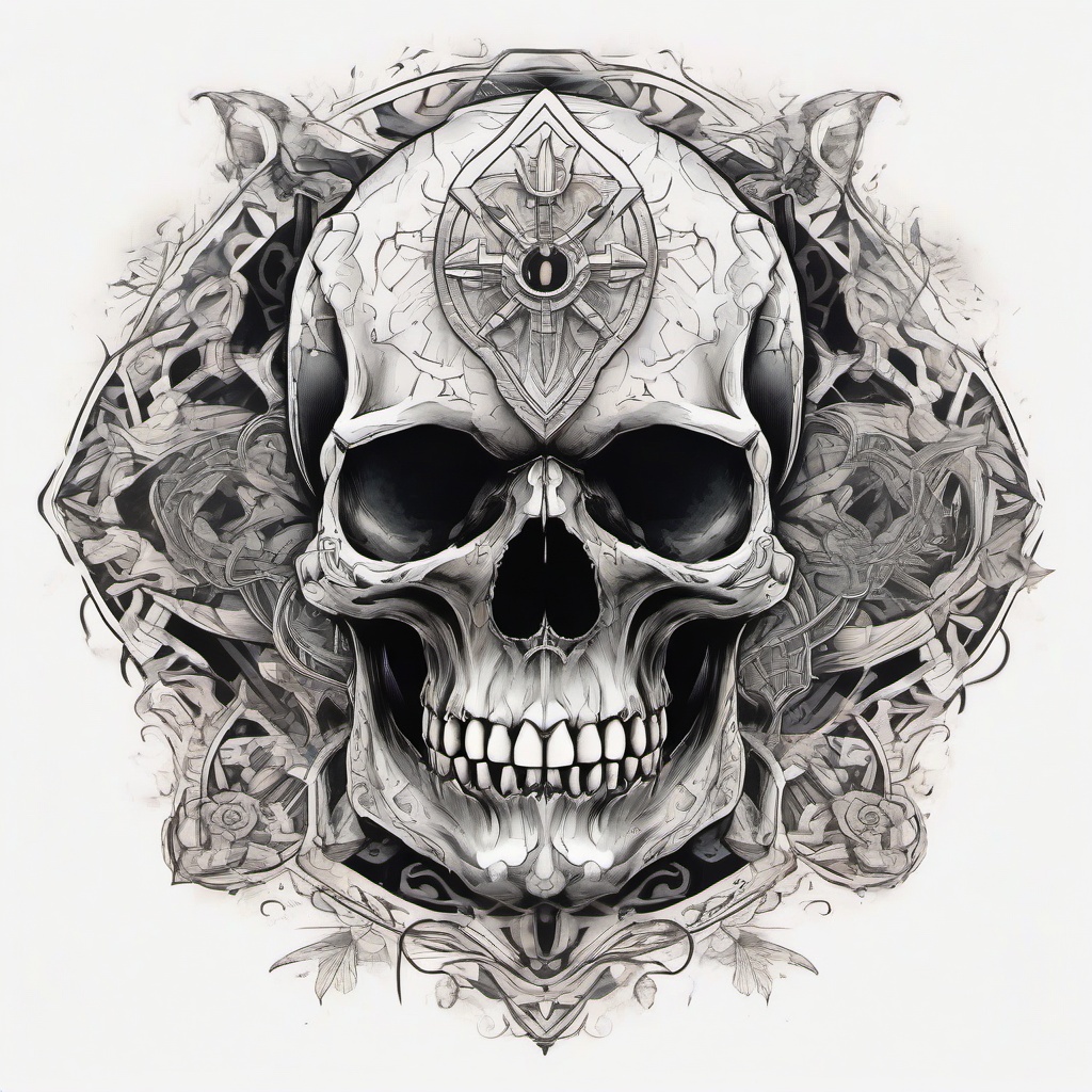 masculine skull tattoo in the sigilism style
  ,tattoo design, white background