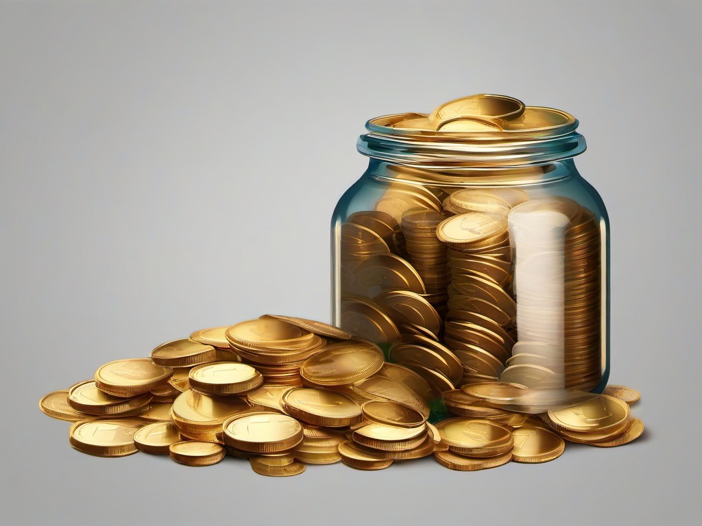 Money clipart - coins spilling out of a jar  