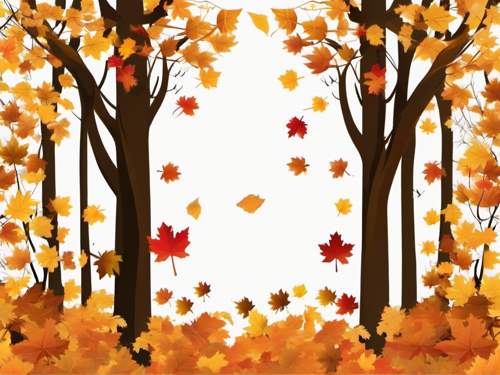 November clipart - autumn leaves falling from trees  