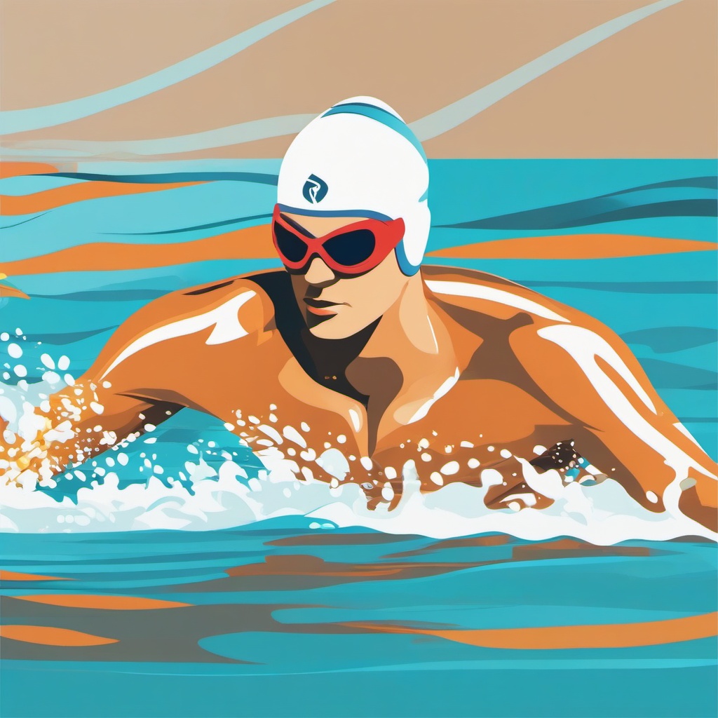 Swimmer in Breaststroke Clipart - A swimmer in the breaststroke stroke.  color vector clipart, minimal style