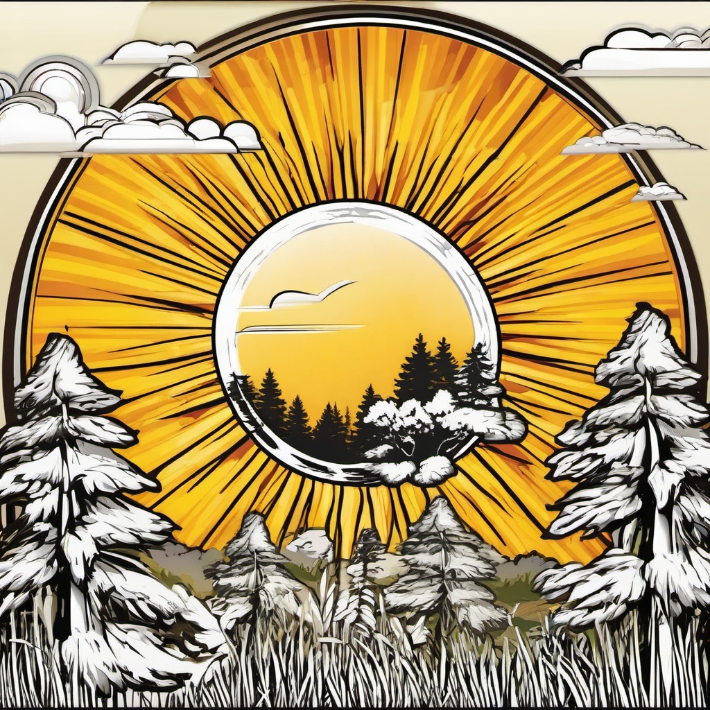 Sun clipart - peeking through trees  