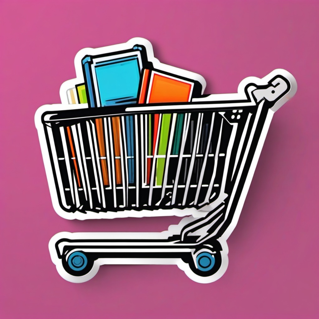 Shopping Cart Sticker - Retail exploration, ,vector color sticker art,minimal