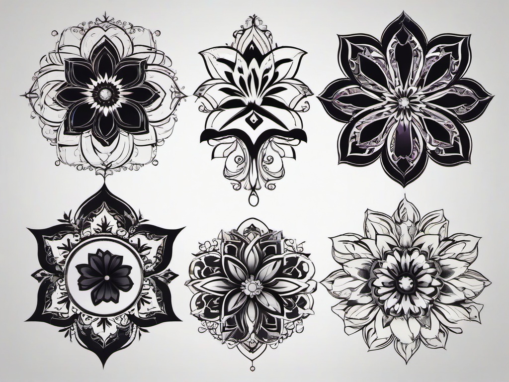 goth flower tattoo  simple vector color tattoo