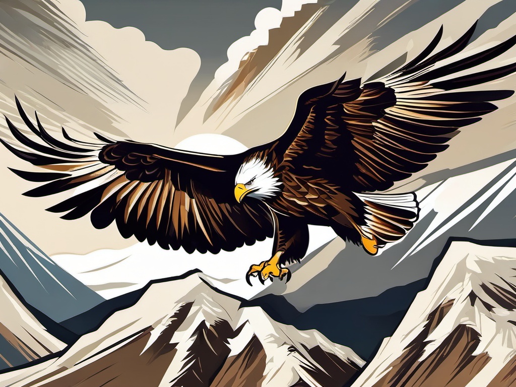 Eagle clipart - Majestic bird of prey soaring in the sky, ,color clipart vector style