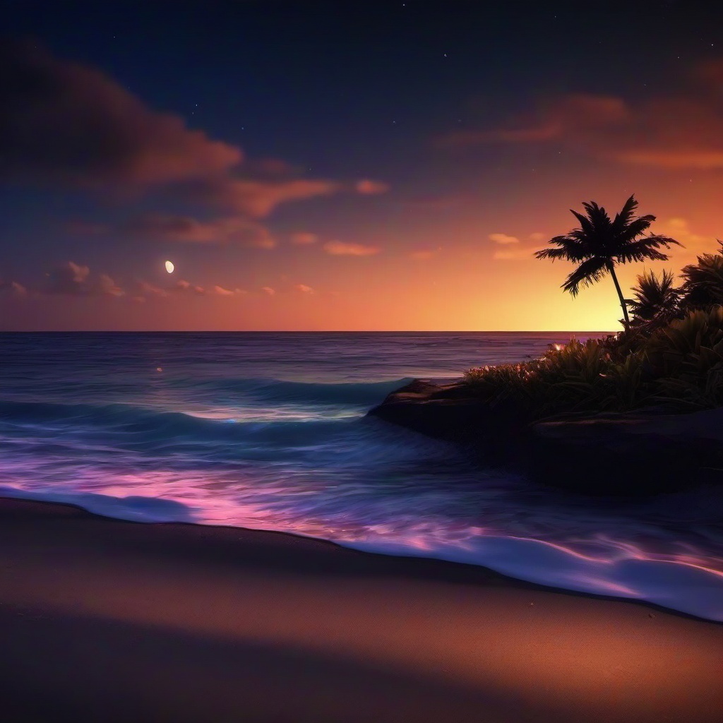 Beach background - night beach background video  