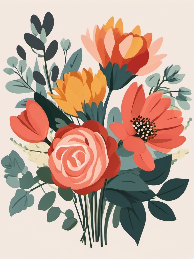 Flower Bouquet Clipart,Illustrating a floral arrangement with flower bouquet clipart  simple, 2d flat