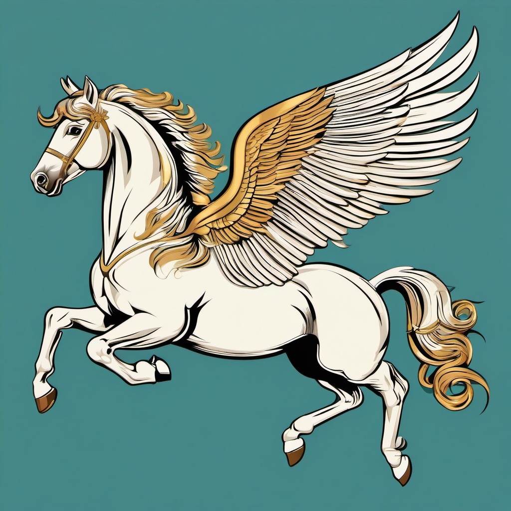 Pegasus clipart - Winged horse from Greek mythology in the air, ,color clipart vector style