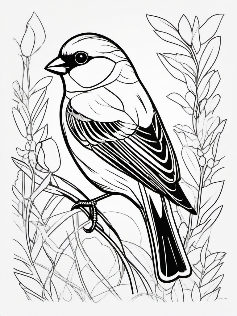 Finch Coloring Pages - Colorful Backyard Songbird  minimal black outline printable sheet, coloring page