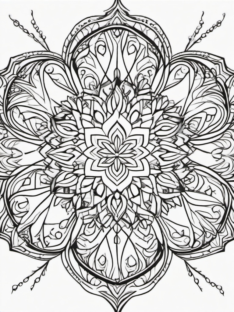 Heart Snowflake Coloring Pages - Beautiful Snowflakes Formed by Hearts  minimal black outline printable sheet, coloring page