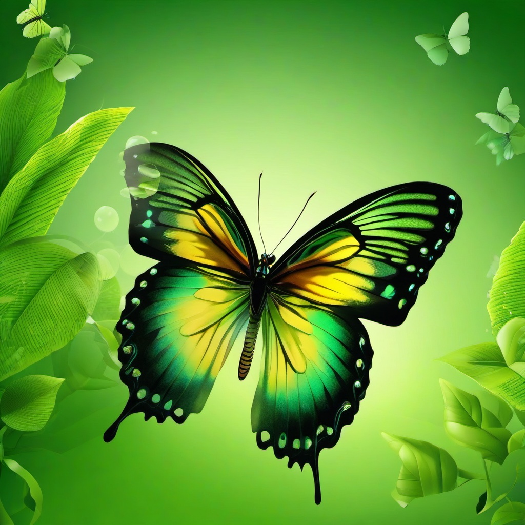 Butterfly Background Wallpaper - green background with butterfly  