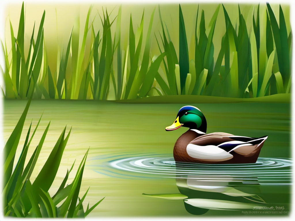 Duck clipart - duck quacking by the water's edge  