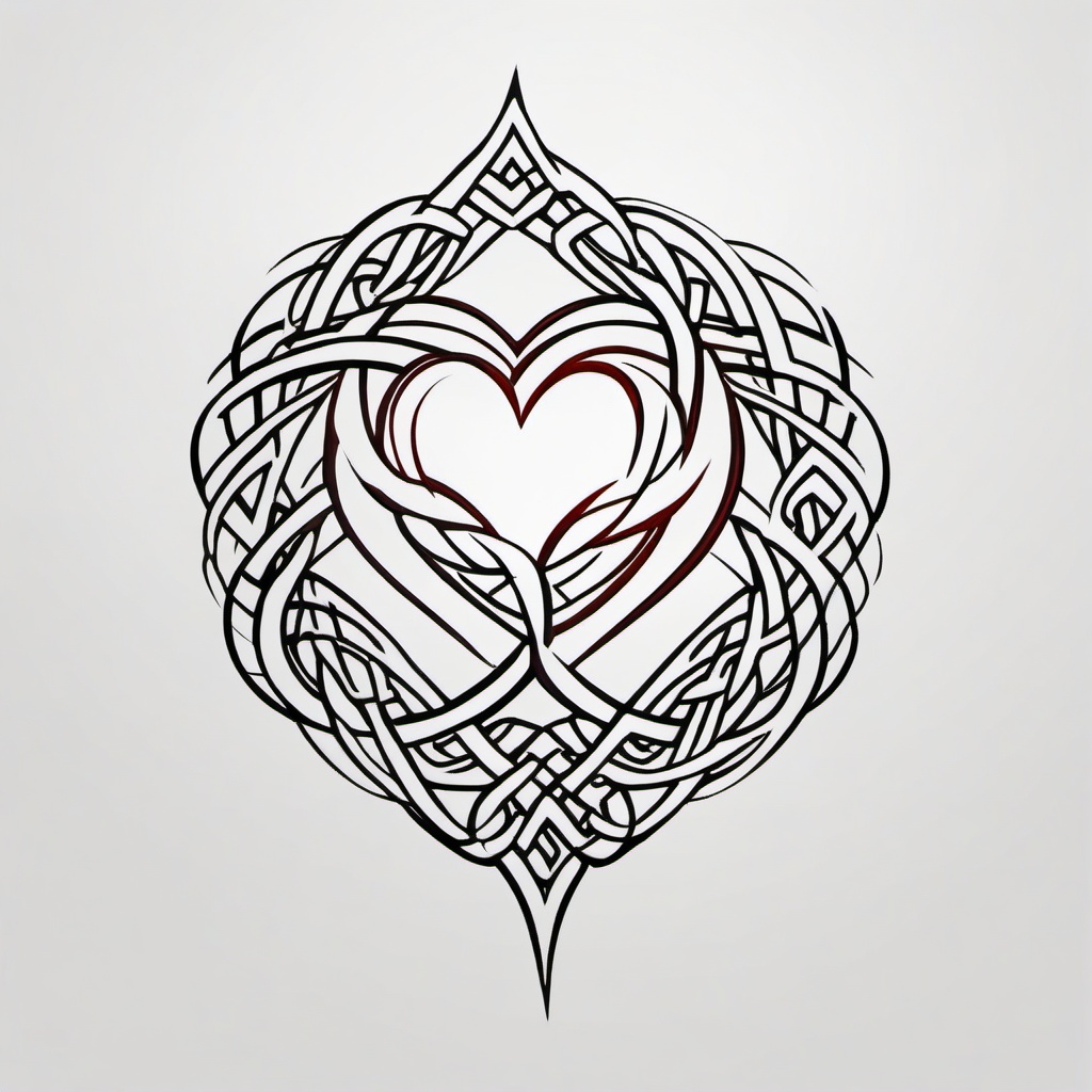 celtic trinity knot with heart tattoo  simple color tattoo,minimal,white background