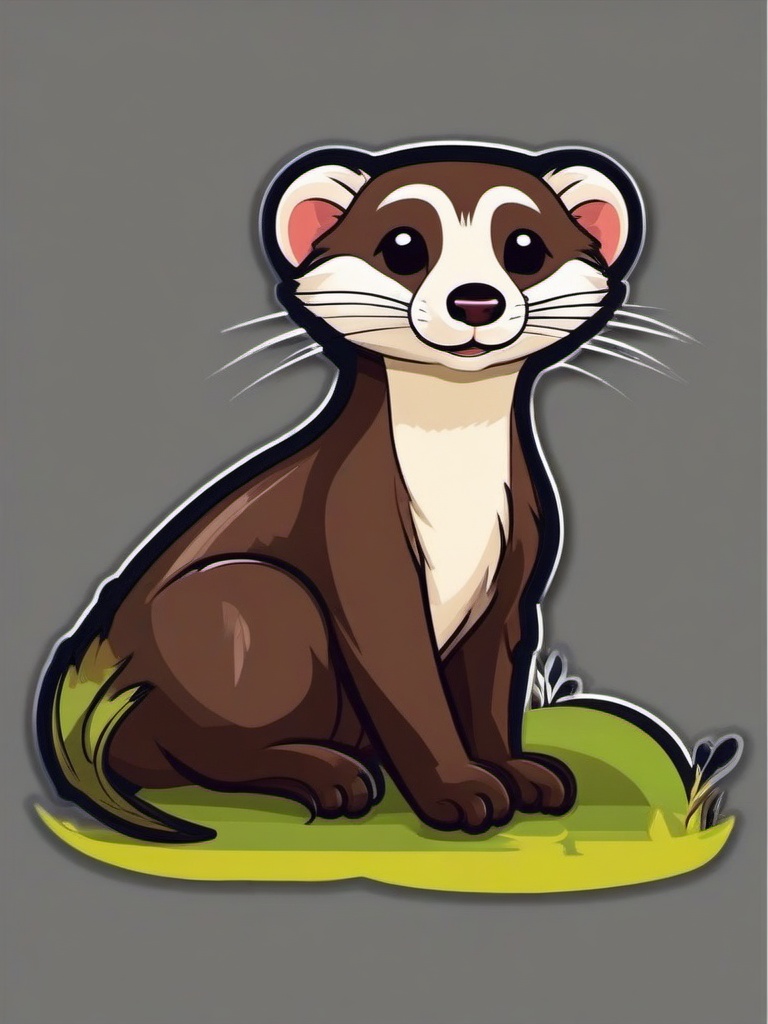 Ferret cartoon - small, clever animal often kept for pest control  cartoon sticker style