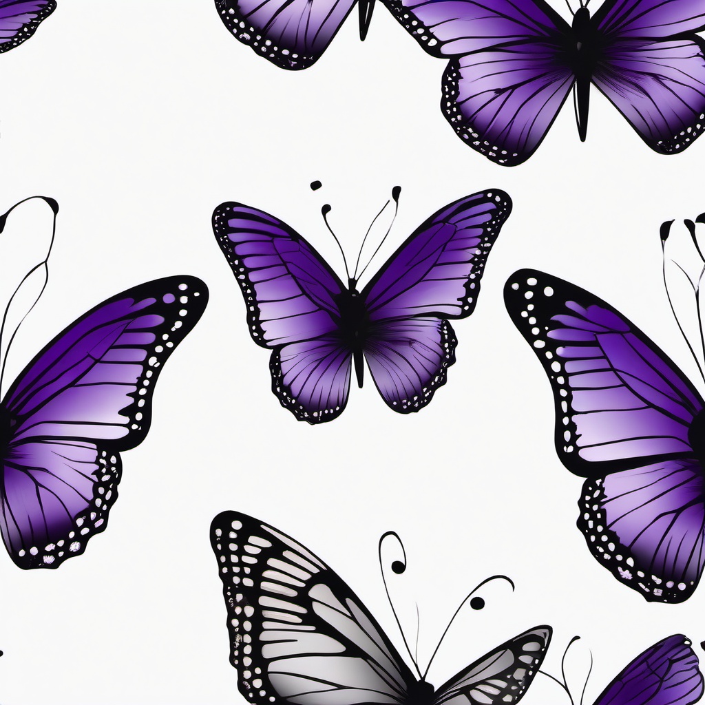 black and purple butterfly tattoo  simple color tattoo, minimal, white background